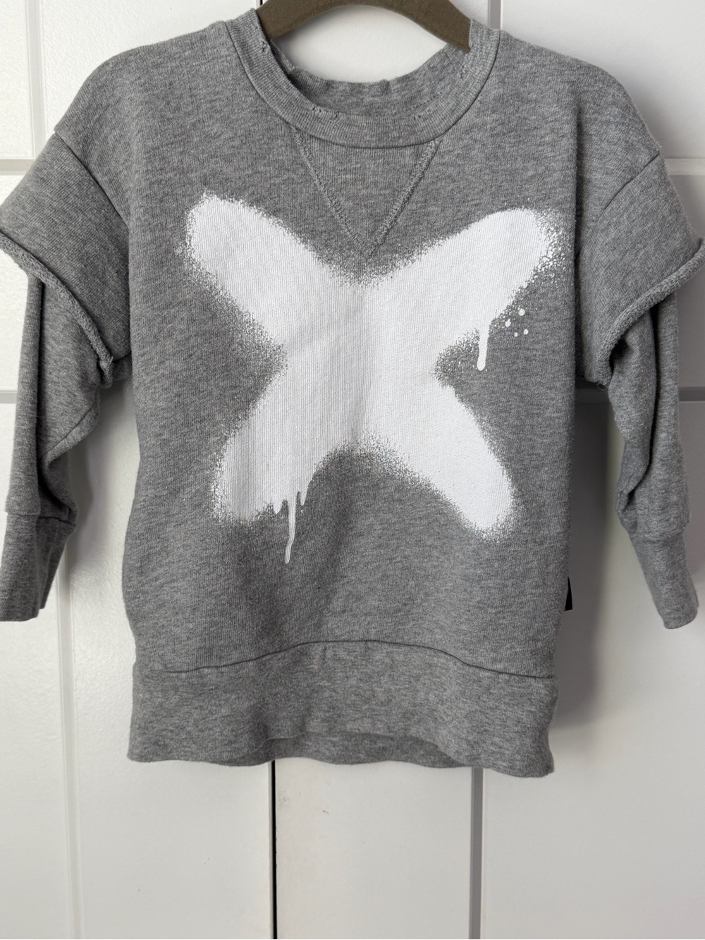 nununu Gray Crewneck Sweatshirt with White Spray X